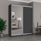 Шкаф купе «Широкий экспресс», 1800×440×2200 мм, 2-х дверный, зеркало / ЛДСП, серый диамант - Фото 1