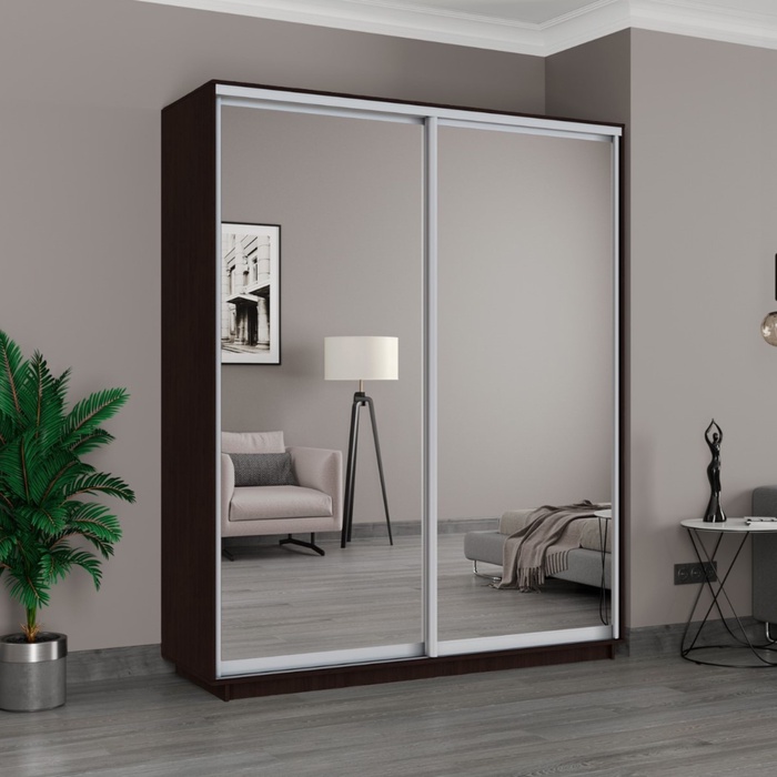 Шкаф купе «Широкий экспресс», 1800×440×2200 мм, 2-х дверный, зеркало, цвет венге - Фото 1