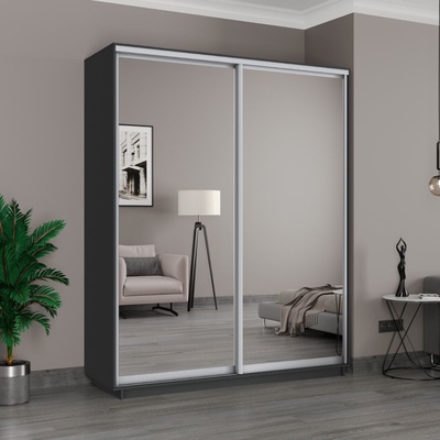 Шкаф купе двухдверный «Широкий экспресс», 1800×440×2400 мм, зеркало, цвет серый диамант