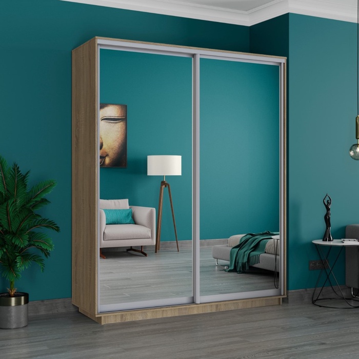 Шкаф купе «Широкий экспресс», 1800×440×2400 мм, 2-х дверный, зеркало, цвет сонома - Фото 1