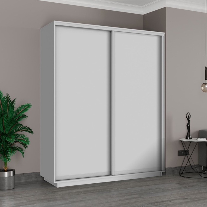 Шкаф-купе двухдверный «Широкий экспресс», 1800×440×2200 мм, ЛДСП, цвет белый снег - Фото 1