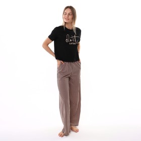 Комплект женский домашний (футболка/брюки), цвет чёрный, размер 46