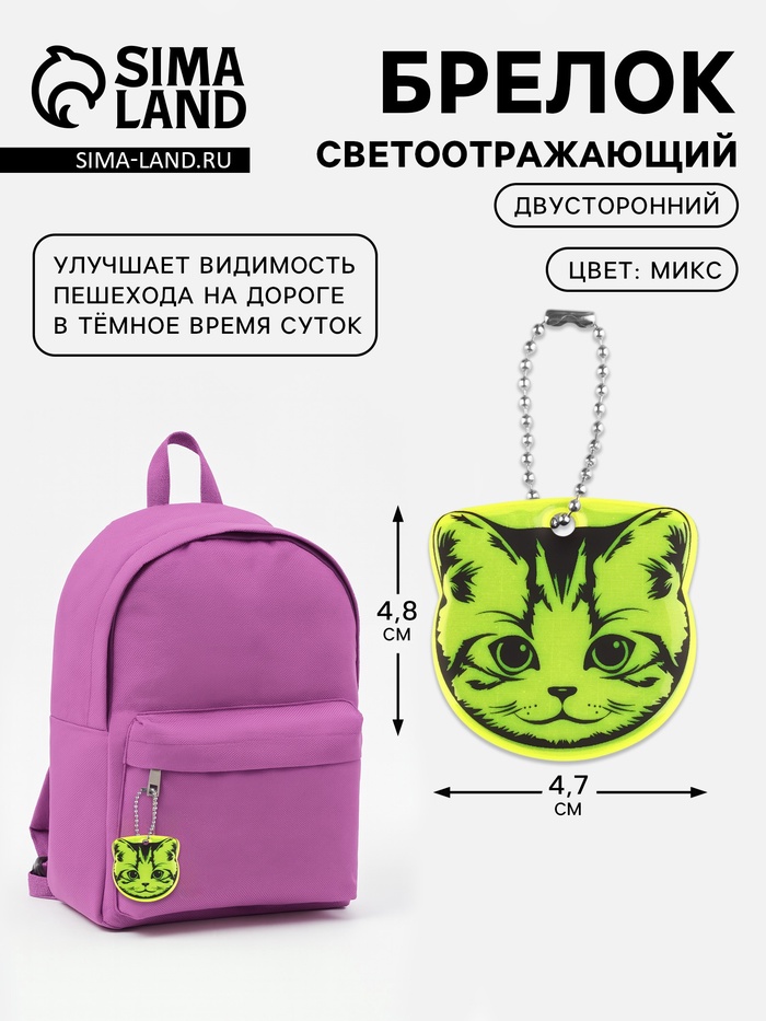 Светоотражающий элемент «Кисуля», двусторонний, 4.7×4.8 см, МИКС