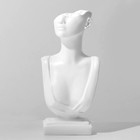 Бюст для украшений QF, 9.5×4.5×20.5, отверстие в ухе, белый - Фото 2