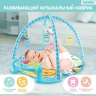 Музыкальный развивающий коврик с пианино, русская озвучка, свет, цвет голубой - Фото 1