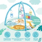 Музыкальный развивающий коврик с пианино, русская озвучка, свет, цвет голубой - Фото 3