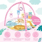 Музыкальный развивающий коврик с пианино, русская озвучка, свет, цвет розовый - Фото 3