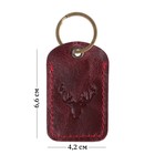 Брелок кожаный для ключа, метка, прямоугольный, натуральная кожа, бордовый, олень - Фото 4