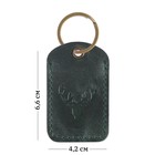 Брелок кожаный для ключа, метка, прямоугольный, натуральная кожа, зеленый, олень - фото 24413529