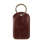 Брелок кожаный для ключа, метка, прямоугольный, натуральная кожа, коричневый, олень - Фото 3