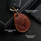 Брелок кожаный для автомобильного ключа, метка, капля, натуральная кожа, коричневый, олень - фото 109723981