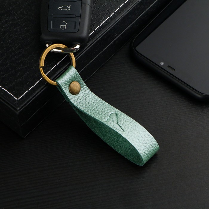 Брелок для автомобильного ключа, ремешок, натуральная кожа, светло-зеленый, каблук