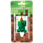 Свеча в торт "С Днем Рождения!", Майнкрафт.  4,5х8,4 см 9714009