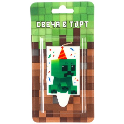 Свеча в торт «С Днем Рождения!», Майнкрафт 4.5×8.4 см