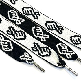 Шнур плоский «Ручка», размер 130 см, цвет белый с чёрным