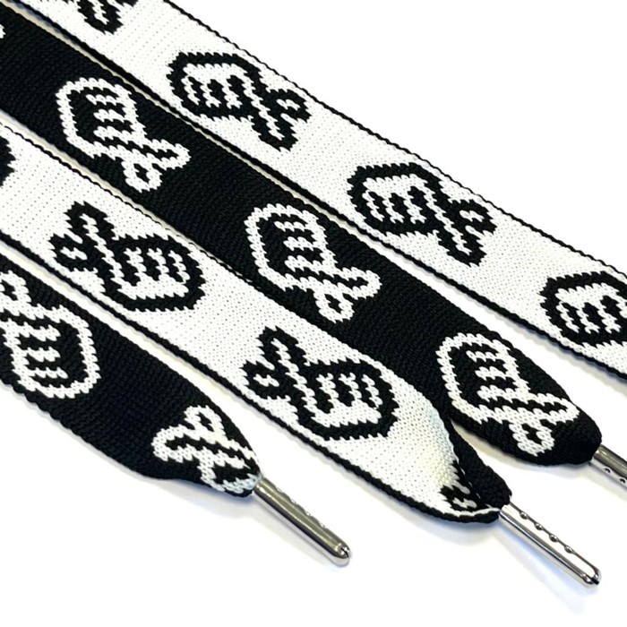 Шнур плоский «Ручка», размер 130 см, цвет белый с чёрным - Фото 1