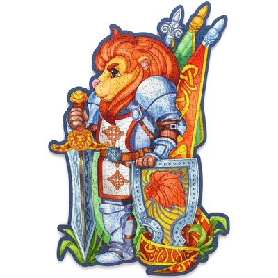 Пазл деревянный «Лев-рыцарь», размер L — 25×35 см, 110 деталей