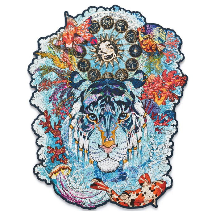 Пазл деревянный «Водяной тигр», размер L — 28 × 35,7 см, 235 деталей