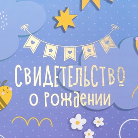 Папка для свидетельства о рождении, тиснение, А4 «Радуга и облака»