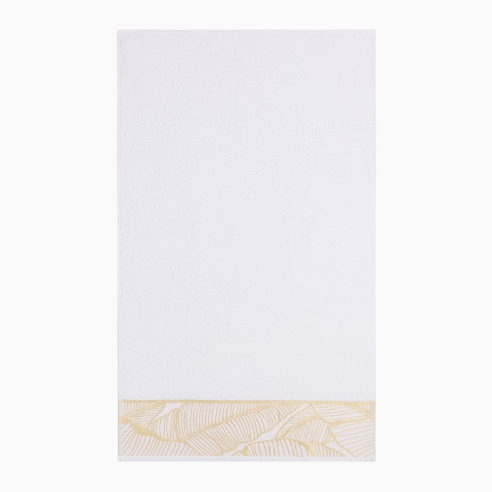 Полотенце махровое Love Life Leaves, 70×140 см, хлопок 100%, белое - Фото 1