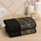 Полотенце махровое Love Life Leaves 50×90 см, 100% хлопок, 360 г/м², черное - Фото 2