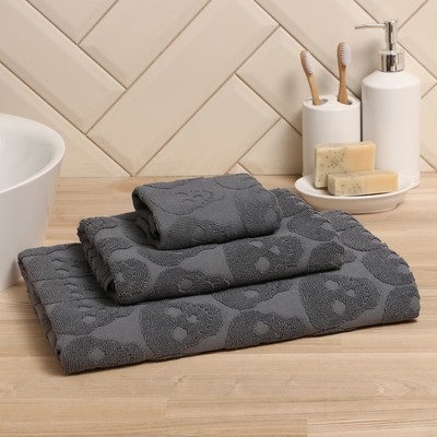 Полотенце махровое Love Life «Sculls» 50×90 см, темно-серый, 100% хл, 450 г/м²