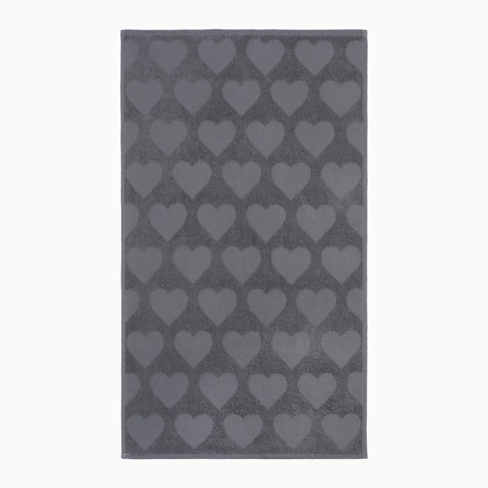 Полотенце махровое Love Life "Hearts" 50*90 см, темно-серый, 100% хл, 450 гр/м2