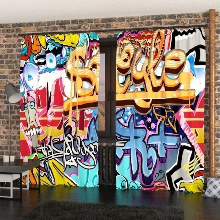 Фотошторы «Граффити», размер 150 × 260 см, габардин