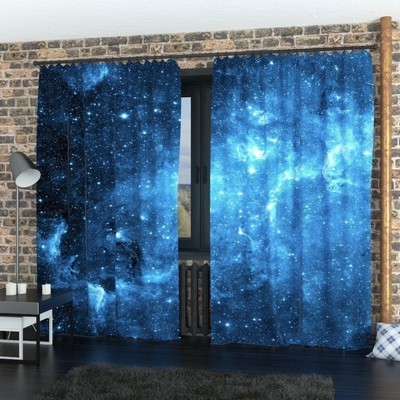 Фотошторы «Синее звёздное небо», размер 150 × 260 см, габардин