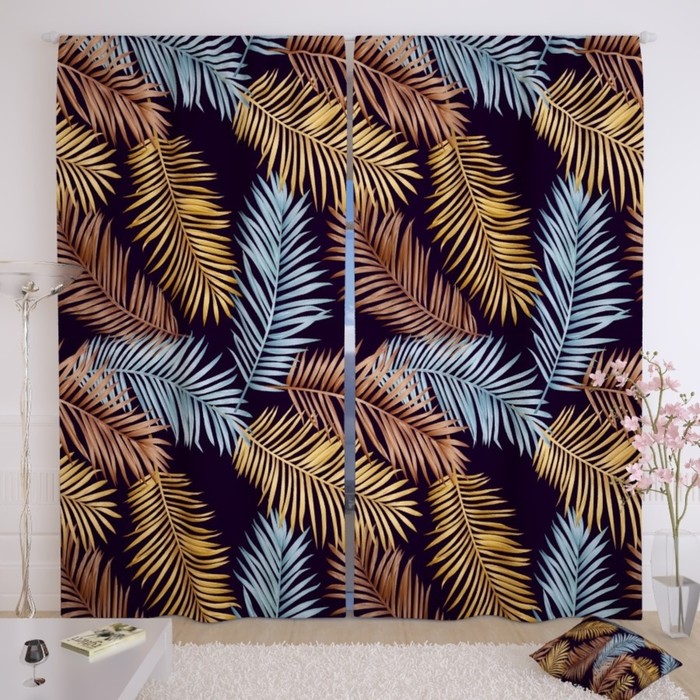 Фотошторы «Разноцветные листья пальмы», размер 150 × 260 см, габардин - фото 1909222268