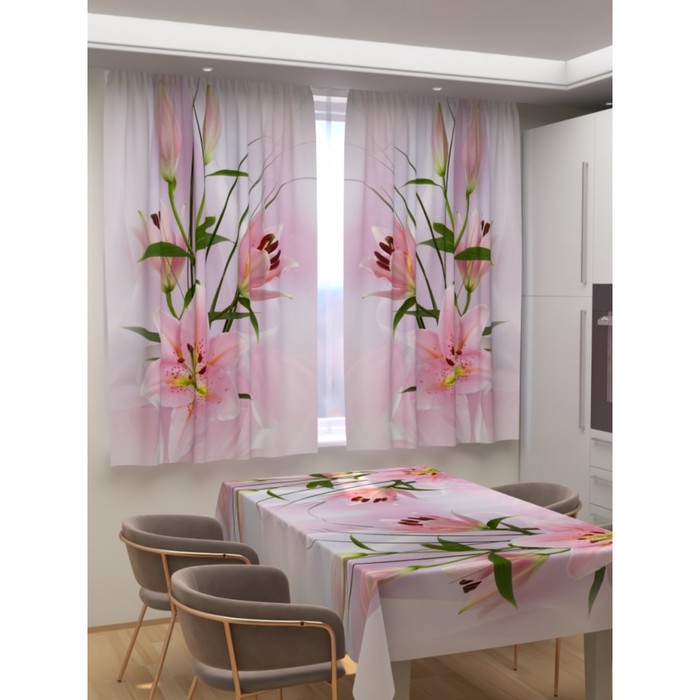 Фотошторы для кухни «Чарующая лилия», размер 150 × 180 см, габардин - фото 1909222276