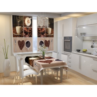 Фотошторы для кухни «Кофейное настроение», размер 150 × 180 см, габардин