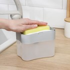 УЦЕНКА Дозатор для моющего средства с подставкой для губки, губка в комплекте, 385 мл, цвет белый - Фото 8