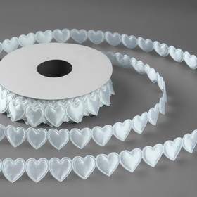 Лента фигурная «Сердечки», 15 мм, 9 ± 0,5 м, цвет белый