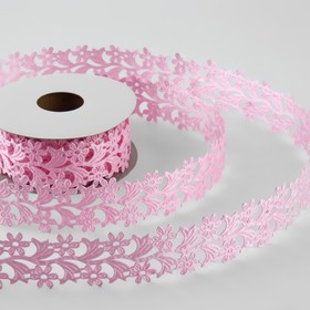 Лента фигурная «Цветы», 35 мм, 9 ± 0,5 м, цвет розовый