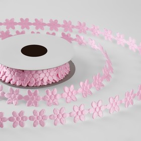 Лента фигурная «Цветочки», 20 мм, 9 ± 0,5 м, цвет розовый