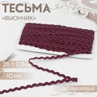 Тесьма отделочная «Вьюнчик», 10 мм, 25 ± 0,5 м, цвет вишнёвый №48 9794238 - фото 10649059