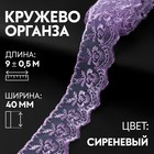 Кружево органза, 40 мм × 9 ± 0,5 м, цвет сиреневый 9794252 - фото 10649083