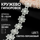 Кружево гипюровое, 25 мм × 13 ± 0,5 м, цвет светло-персиковый 9794267 - фото 10649125