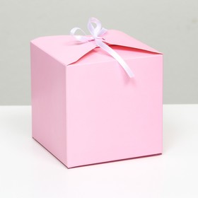 Коробка складная, квадратная, розовая, 12 х 12 х 12 см,