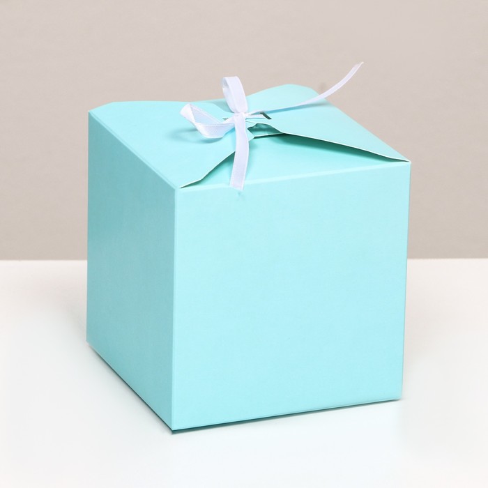 Коробка подарочная складная, квадратная, голубая, 12×12×12 см - Фото 1