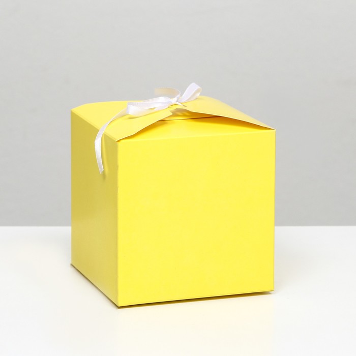 Коробка складная, квадратная, жёлтая, 12 х 12 х 12 см, - Фото 1