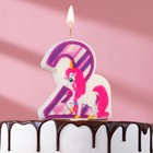 Свеча в торт "Единорог", цифра 2, фиолетовая, 6,5 см - фото 10650242