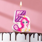 Свеча в торт "Единорог", цифра 5, фиолетовая, 6,5 см - фото 319610104