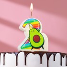 Свеча в торт "Авокадо", цифра 2, 6,5 см - фото 319610111