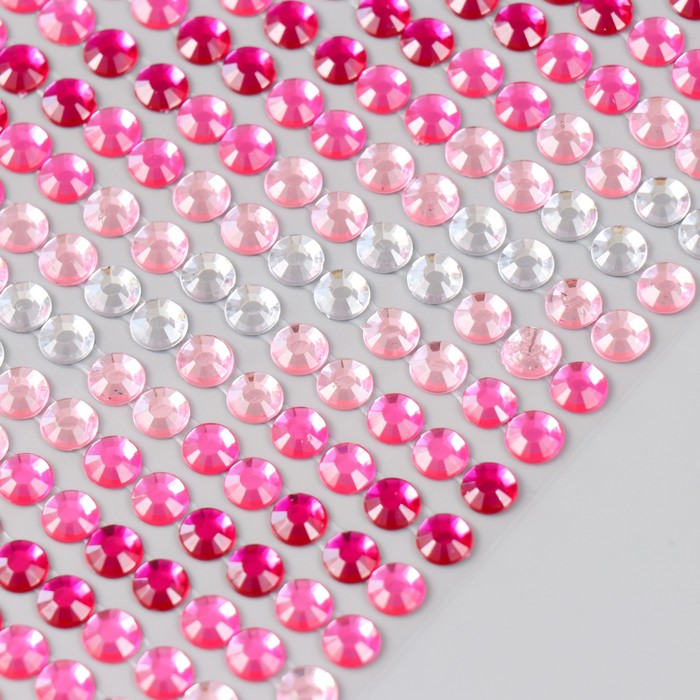 Стразы самоклеющиеся d 6 мм, розовый - Фото 1