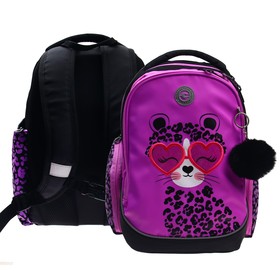 Рюкзак школьный, 39 х 30 х 20 см, Grizzly 368, эргономичная спинка, чёрный/лиловый RG-368-1_3