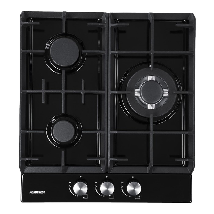 Варочная поверхность NORDFROST HS 4532 B, газовая, 3 конфорки, чёрный - Фото 1