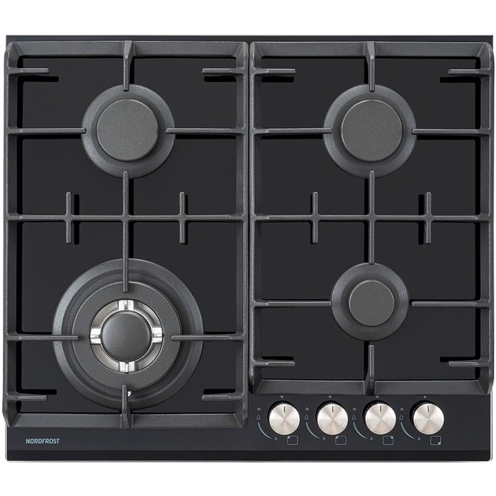 Варочная поверхность NORDFROST HM 6042 B, газовая, 4 конфорки, чёрный - Фото 1
