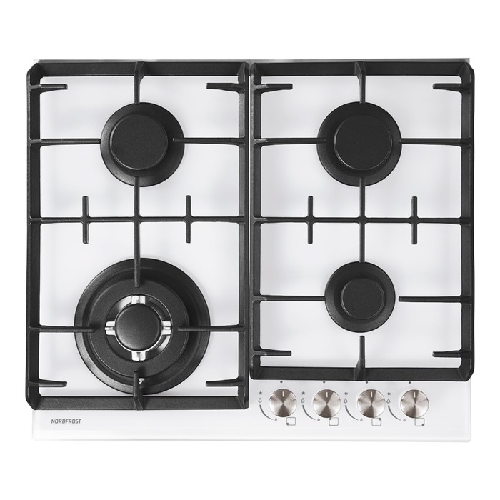 Варочная поверхность NORDFROST HM 6042 W, газовая, 4 конфорки, белый - Фото 1